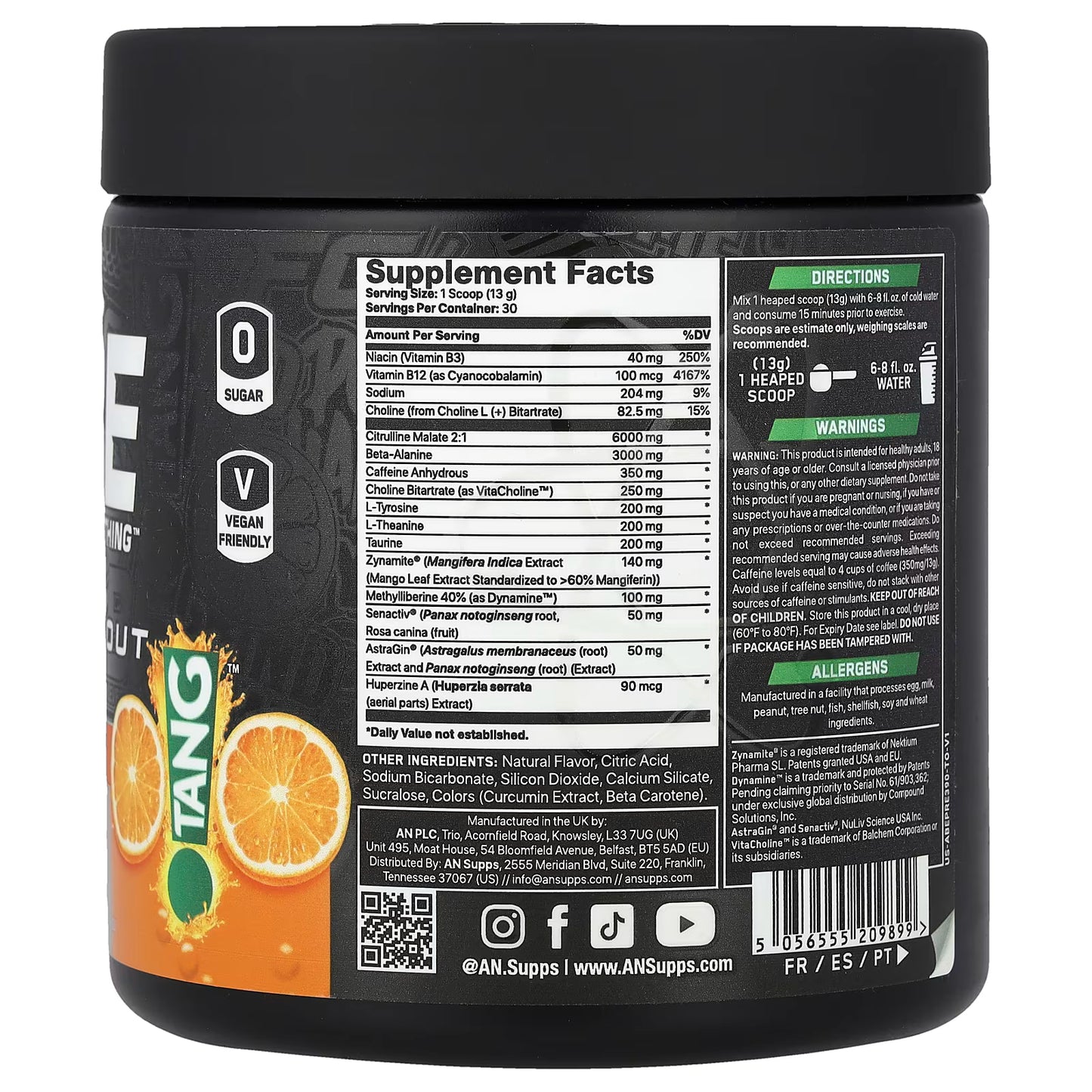 Applied Nutrition Abe All Black Pre-Entreno 30 Servings