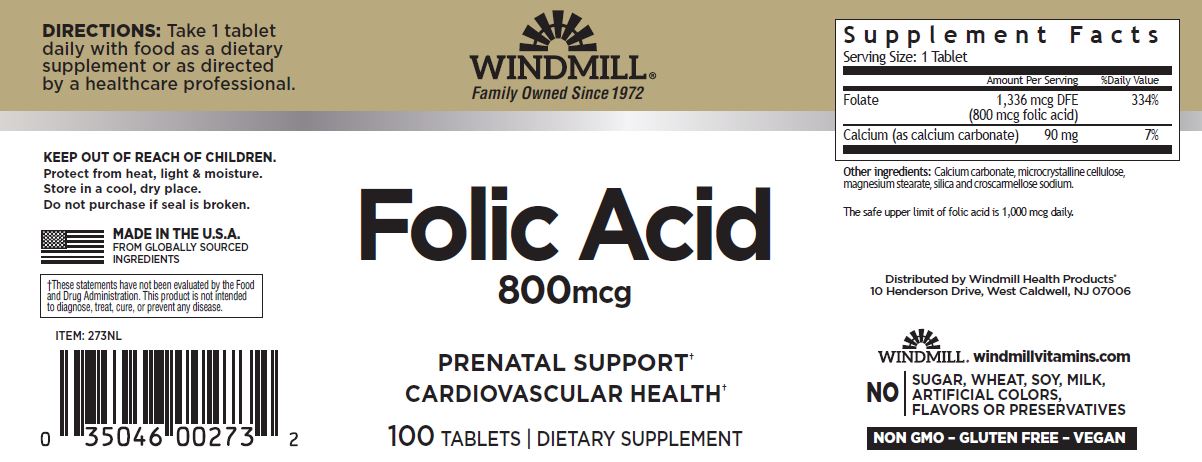 Windmill Folic Acid 800 MCG 100 Caps