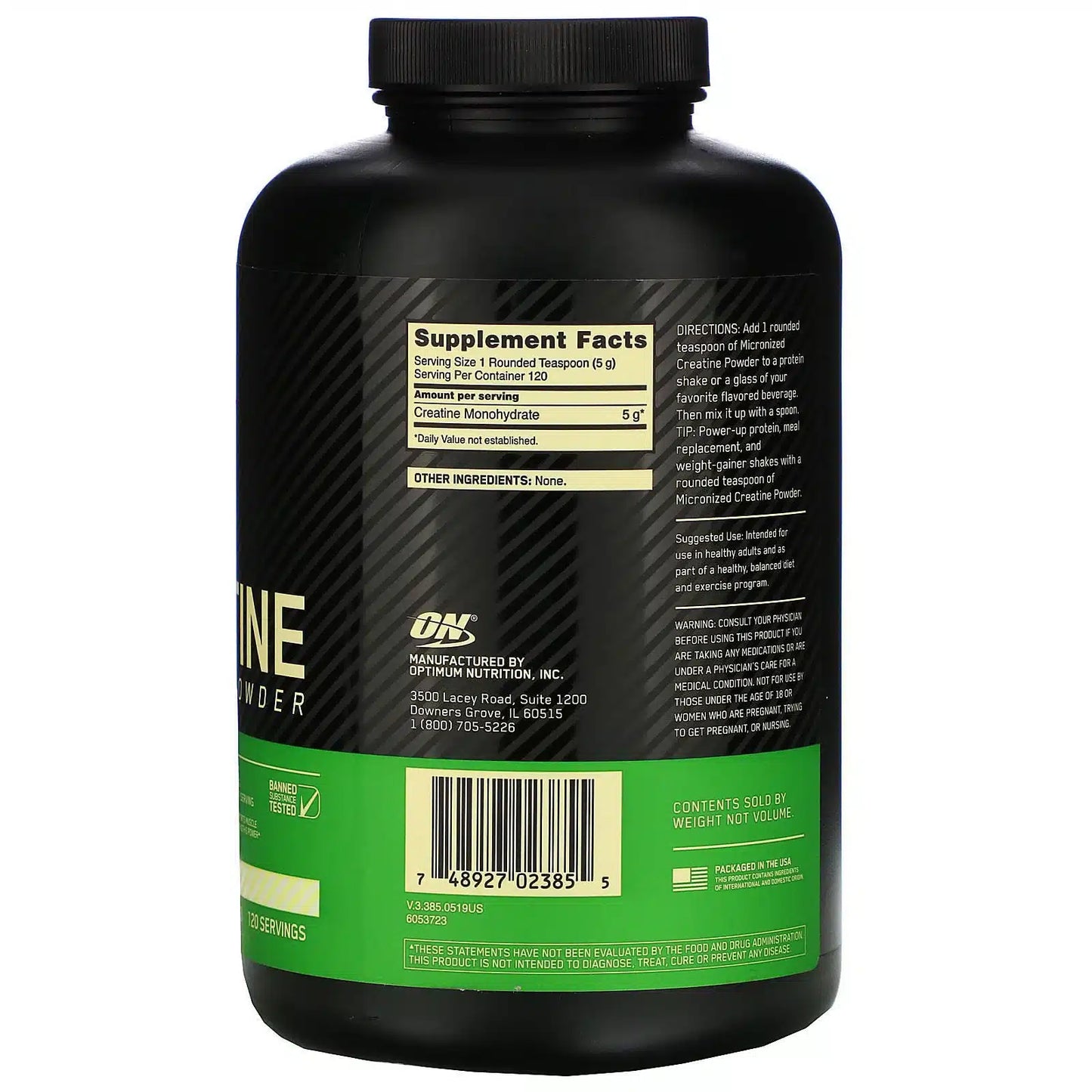 Optimum Nutrition Creatina Micronizada 600 grs (sin scoop)