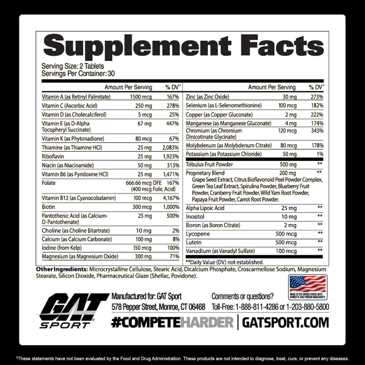 Gat Multivitamin + Test Boost 150 Ct