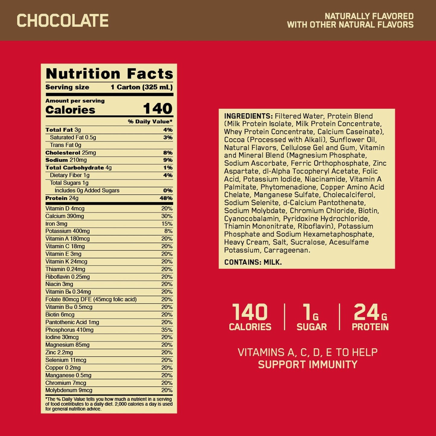 Optimum Nutrition On Gold Standard Shake 24 pack / 2 x 12 pack