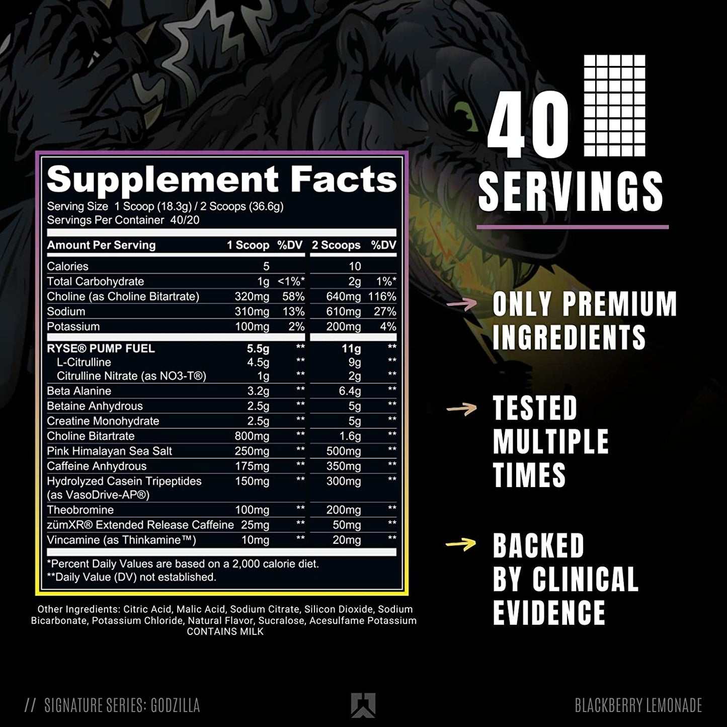 Ryse Godzilla Pre Workout 20/40 serv