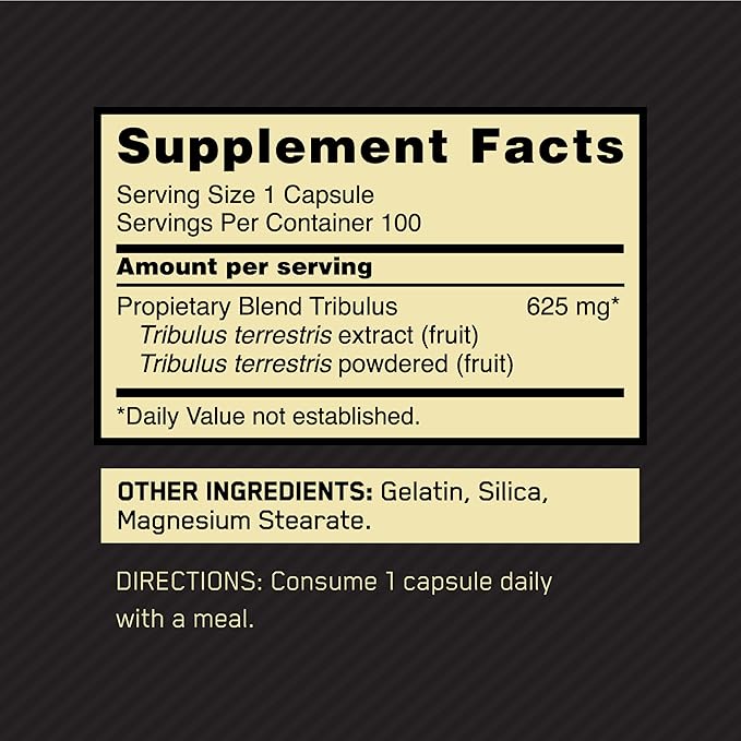 Optimum Nutrition Tribulus 625 Mg, 100 Caps
