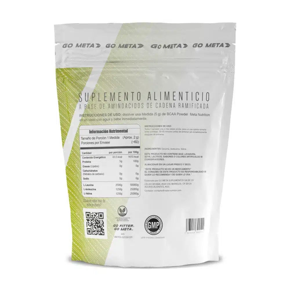 Meta Nutrition Bcaa Powder 2.1.1, 60 servicios sin sabor