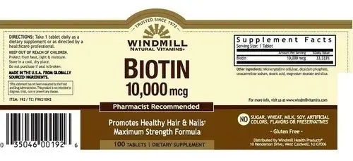 Windmill Biotin 10,000 mg, 100 caps