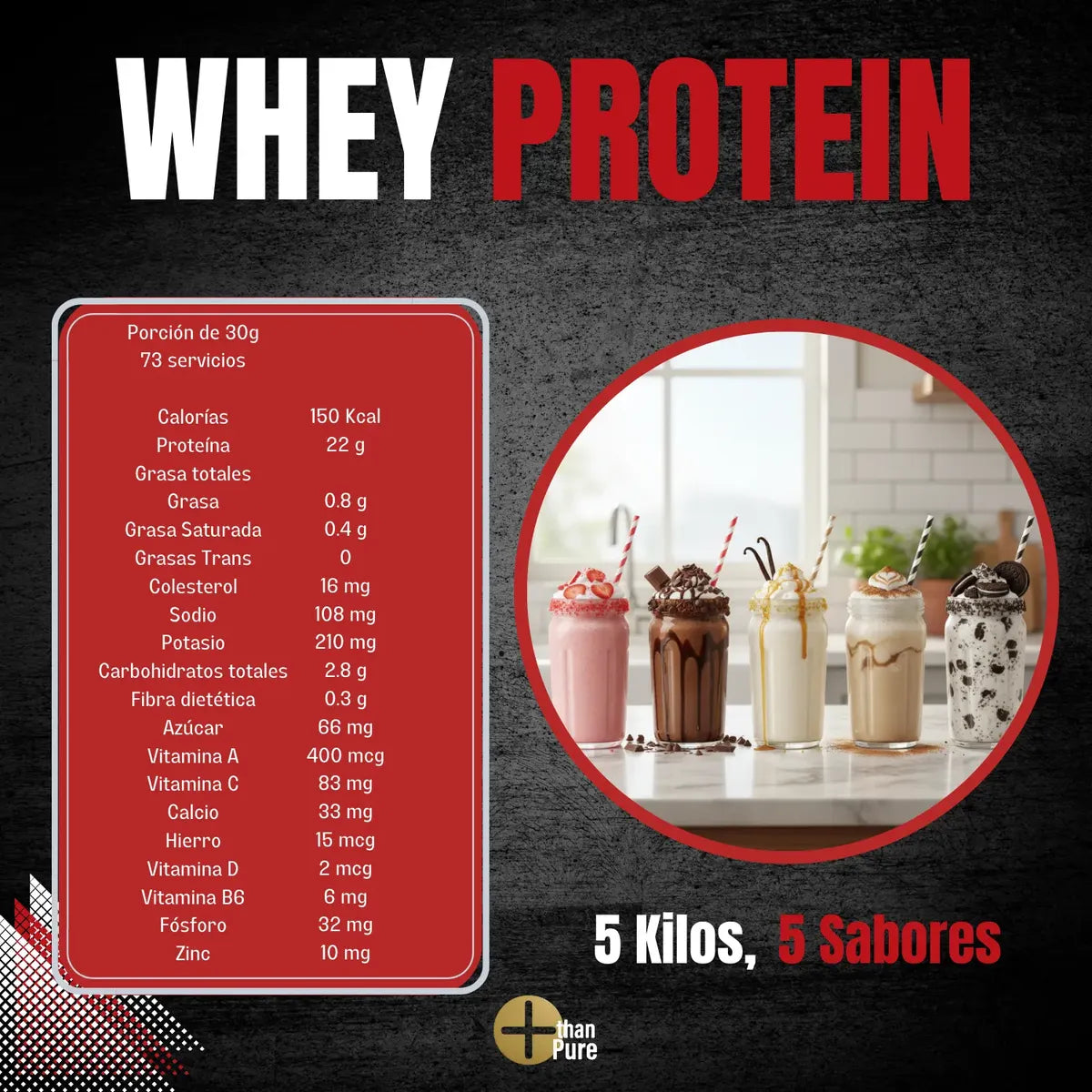 More Than Pure Whey X5 Cubeta 5 Kg + 5 Sabores
