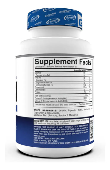 Gaspari Omega 3 Fish Oil 60 Soft Gels