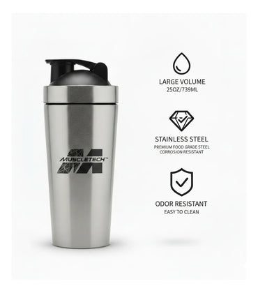 Muscletech Shaker Acero Inoxidable PLATA