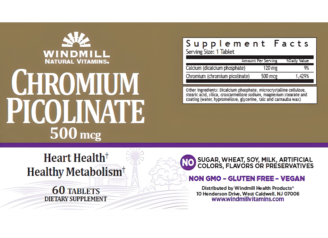 Windmill Picolinato de Cromo 500 Mg, 60 Tabs