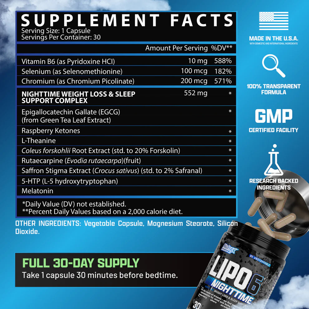 Nutrex Lipo6 Nigthtime 30 Ct