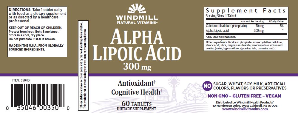 Windmill Alpha Lipoic Acid 300 MCG 60 Tabs (ACIDO ALPHA LIPOICO)