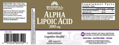 Windmill Alpha Lipoic Acid 300 MCG 60 Tabs (ACIDO ALPHA LIPOICO)