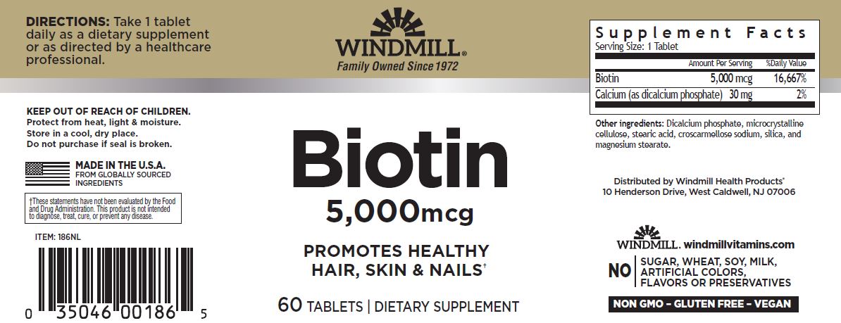 Windmill Biotin 5000 MCG 60 Ct