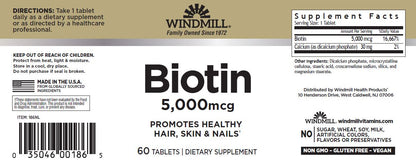 Windmill Biotin 5000 MCG 60 Ct