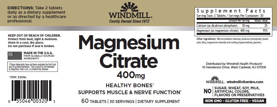 Windpill Magnesium Citrate 400 Mg 60 Tabs
