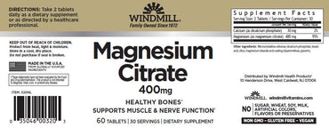 Windpill Magnesium Citrate 400 Mg 60 Tabs