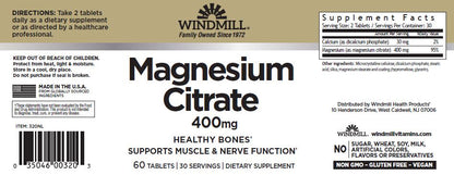 Windpill Magnesium Citrate 400 Mg 60 Tabs