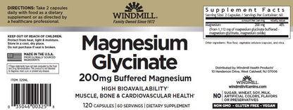 Windpill Magnesium Glycinate 200 Mg 120 Caps