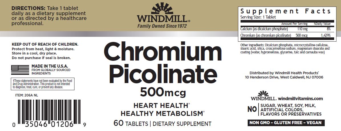 Windmill Chromium Picolinate 500 MG 60 CT