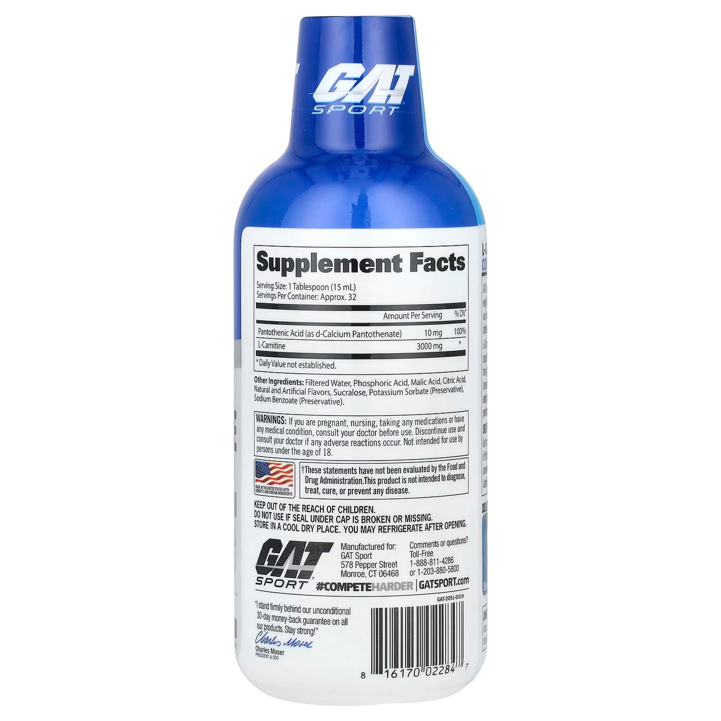 Gat L-Carnitine Essentials 3000 16OZ
