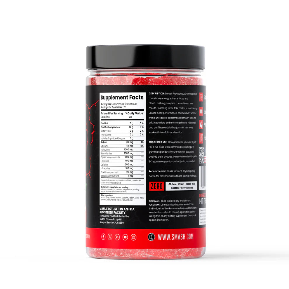Smash Pre-Workout Gummy 100 Ct