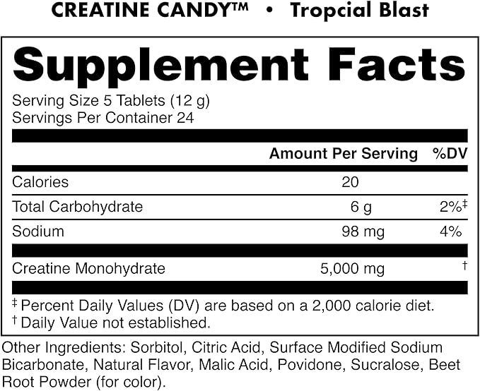 Bucked Up Creatine Candy 120 Tabletas masticables