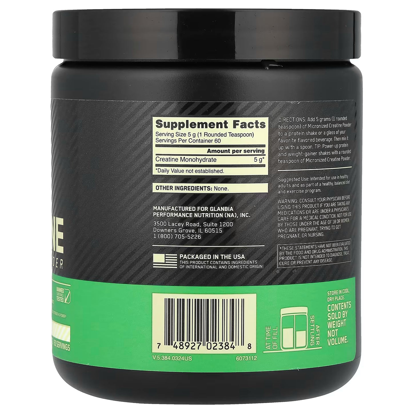 Optimum Nutrition Creatina Micronizada 300 grs (sin scoop)