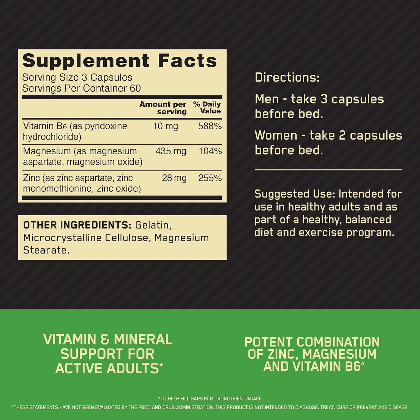 Optimum Nutrition Zinc, Magnesio ZMA 90 Caps