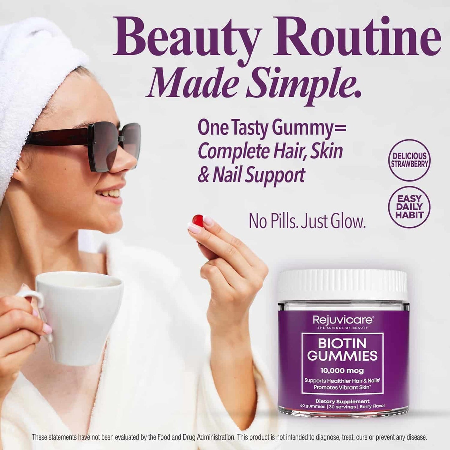 Rejuvicare biotina 10,000 mcg, 60 gomas