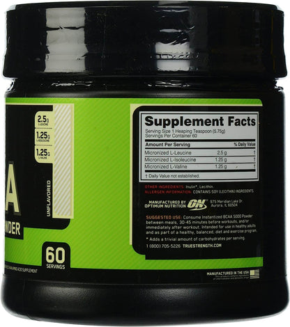 Optimum Nutrion Bcaa 5000 Powder Polvo, 60 serv