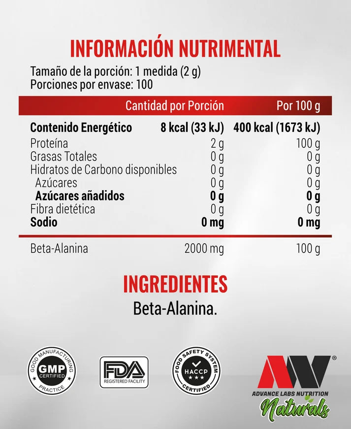 Advantage Nutritions Beta Alanina 200 Grs
