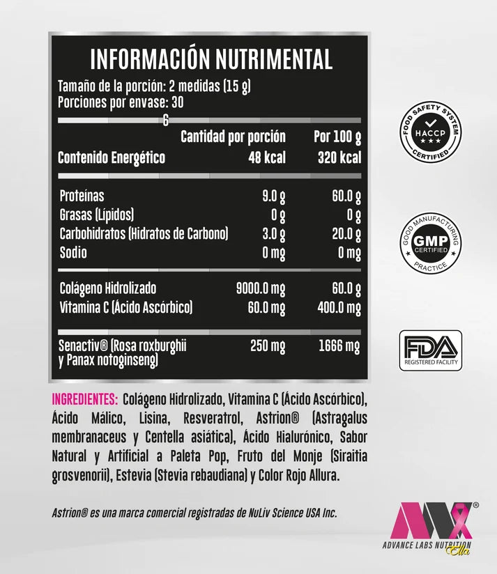 Advance Nutrition Colageno Ella Naturals Melon 450 Grs