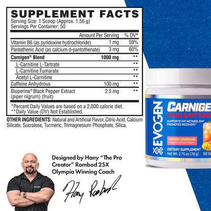 Evogen Carnigen Plus + Caffeine 50 serv