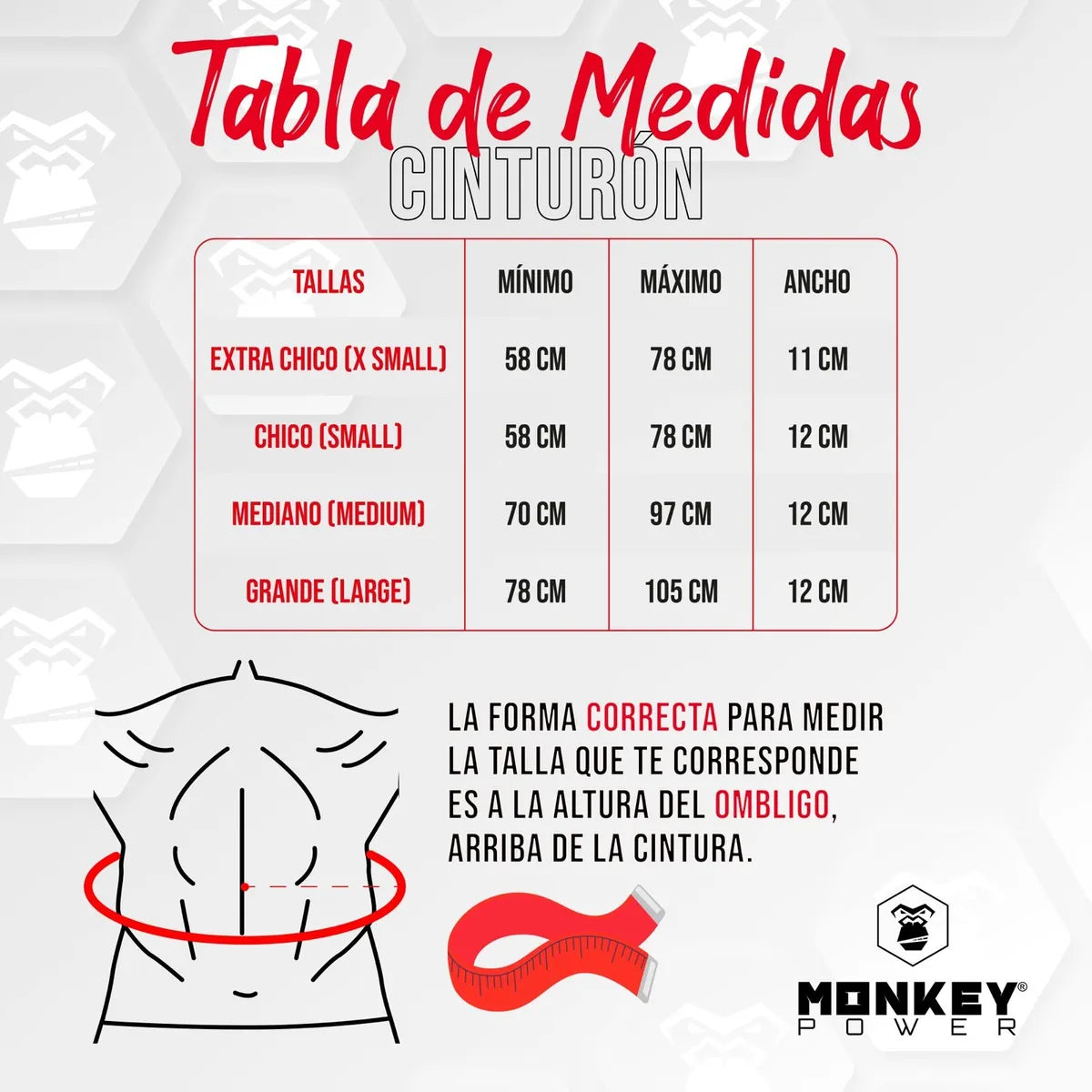 Cinturon Monkey Power Hexagonal Negro
