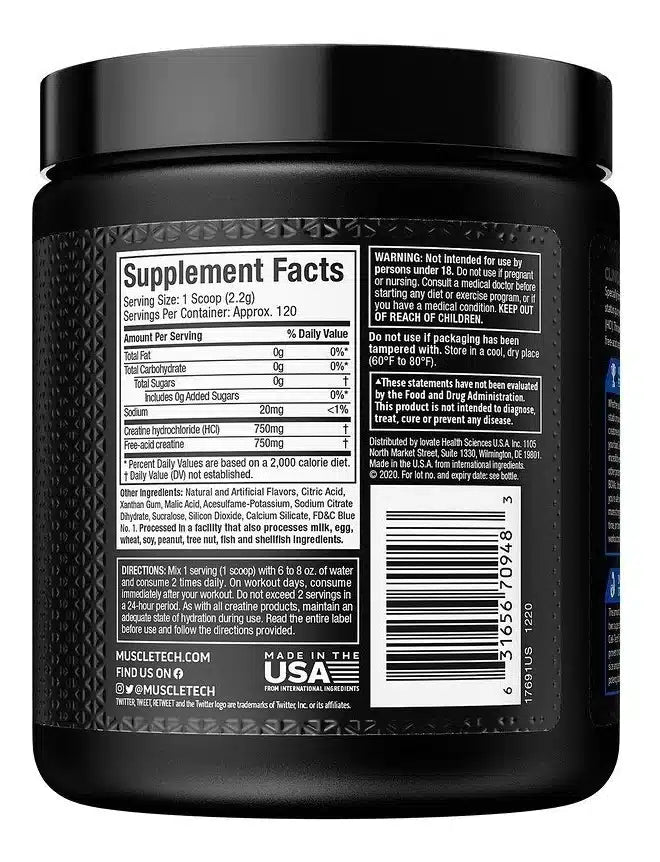 Muscletech Creatina HCL Creator 120 Serv