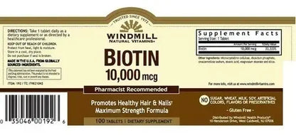 Windmill Biotin 10,000 mg, 100 caps