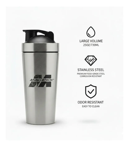 Muscletech Shaker Acero Inoxidable PLATA