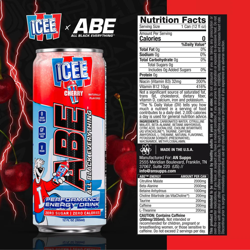 Applied Nutrition ABE Performance Energy Drink ICEE 12oz 24 PACK