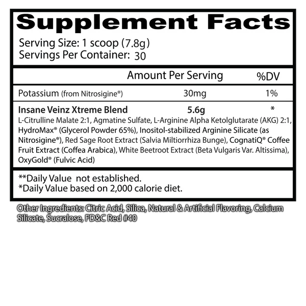 Insane Labz Veinz Xtreme 30 Servings