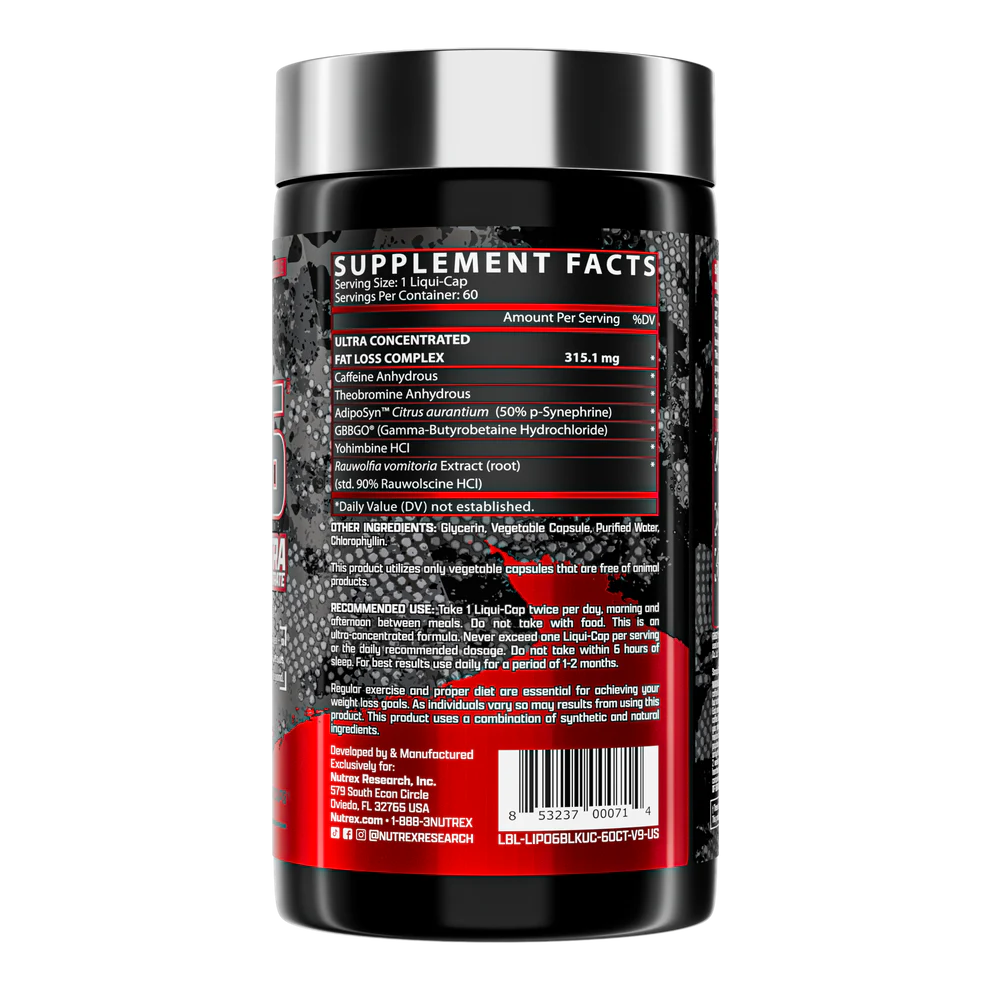 Nutrex Lipo6 Black UC 60 Caps 12 Pk
