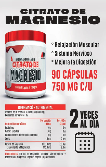 Advance Nutrition Citrato De Magnesio 90 Caps