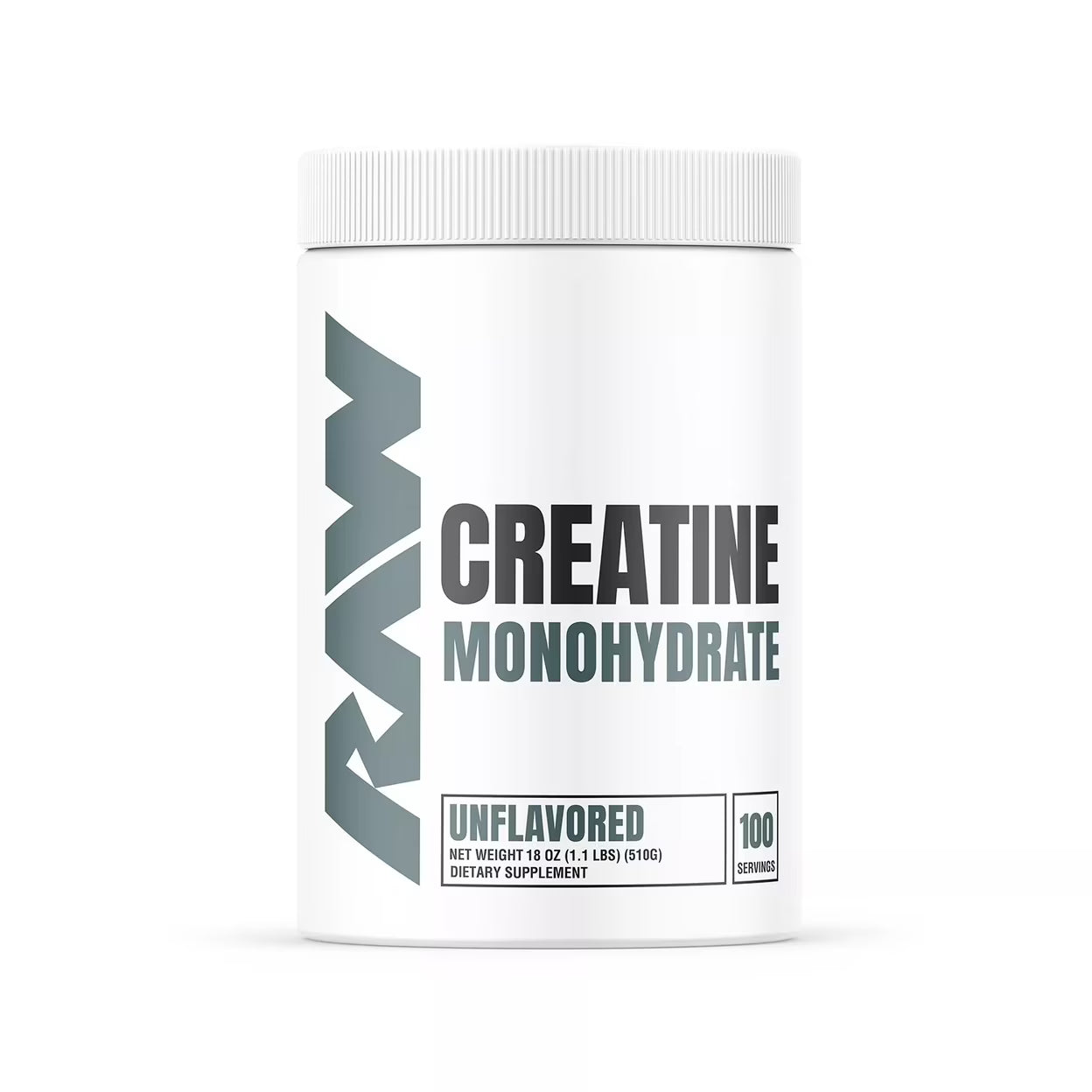 Raw Creatina Monohidratada 500 grs 100 Serv/sin sabor