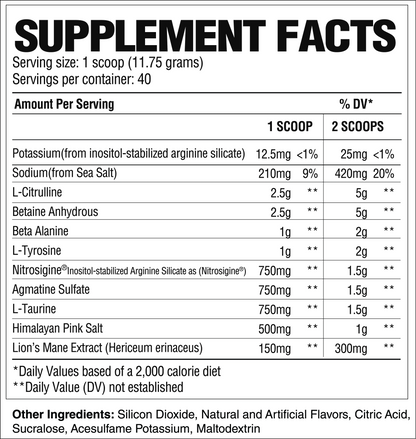 Raw PUMP Non-Stim 40 serv Libre de Cafeina/Estimulantes