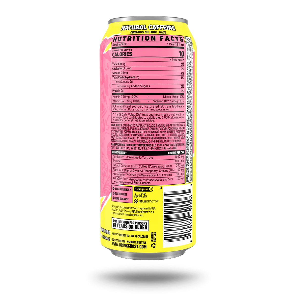 Ghost Bebida Energizante 16 OZ / 24 PZAS (2 PACK DE 12 PZAS )