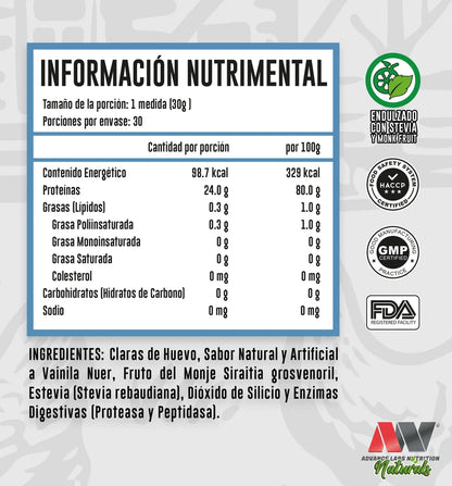 Advance Nutrition Clara de Huevo 900 Grs