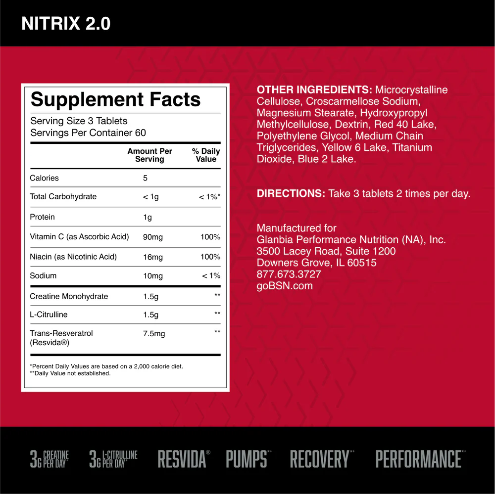 BSN Nitrix 2.0, 180 caps