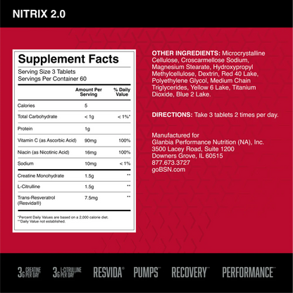 BSN Nitrix 2.0, 180 caps