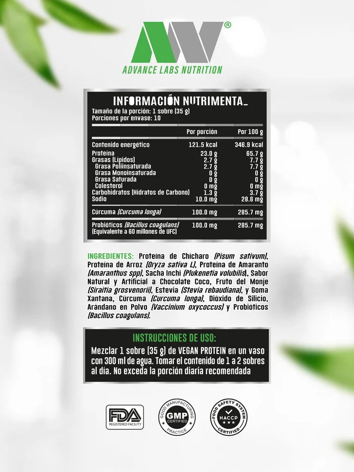 Advance Nutrition Vegan Naturals 10 Sobres