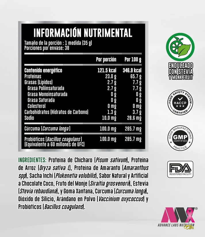 Advance Nutrition Vegan Protein Ella Naturals 3 Lbs