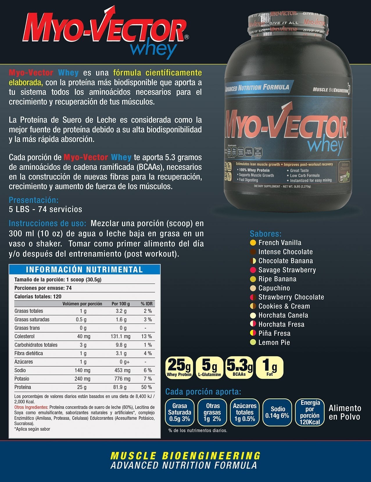 Myo-Vector Proteina 100% Whey 5 lbs
